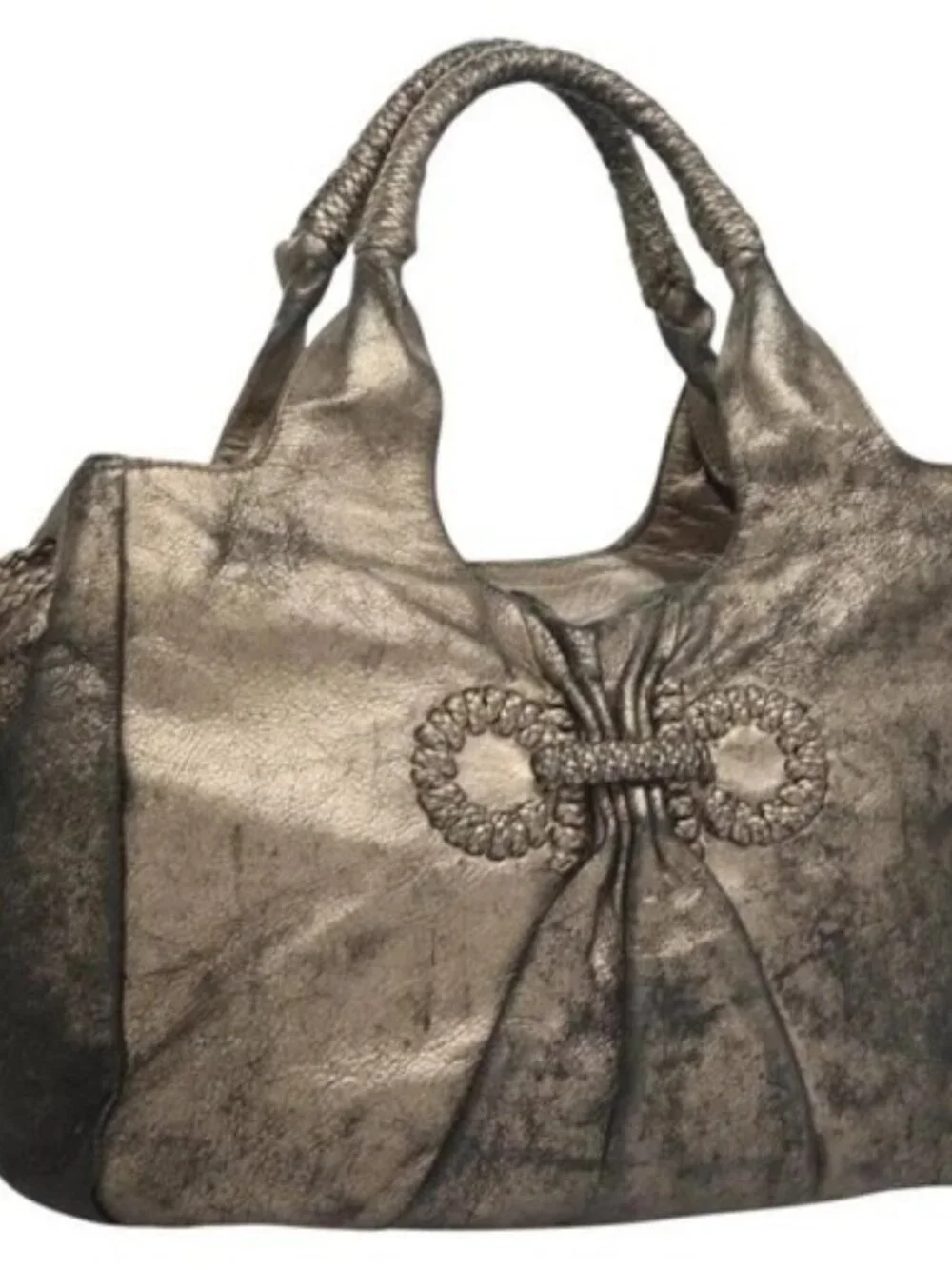 Salvatore Ferragamo Tote Bag Leather Beige Gold Auth BA1343